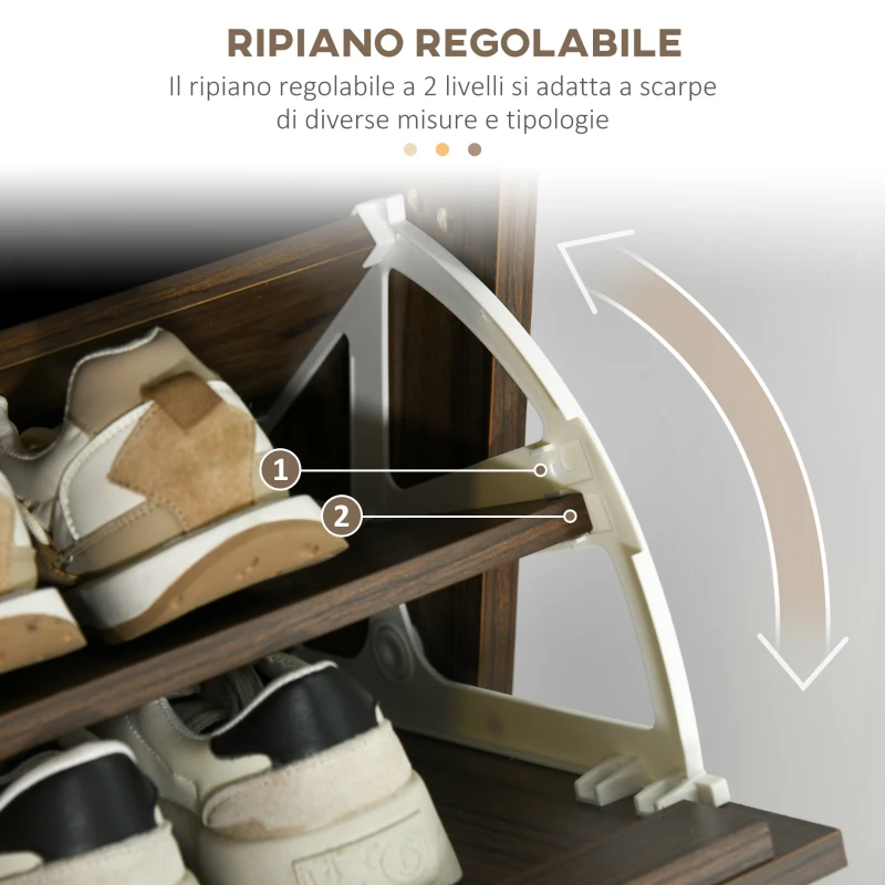 HOMCOM Mobile Scarpiera a 3 Livelli con Ripiani Regolabili per 18 Paia max, in Truciolato, 63x24x117 cm
