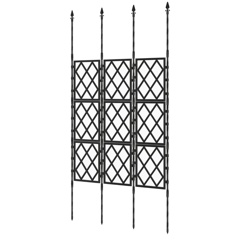 Outsunny Suporte de Jardim Dobrável para Plantas Trepadeiras com Montagem DIY e Estrutura de Aço 85x197 cm Preto