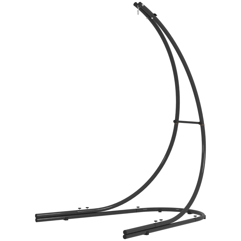 Outsunny Frame voor Hangstoelen in C-Vorm Metalen Standaard met Voet voor Hangzit tot 150kg Zwart