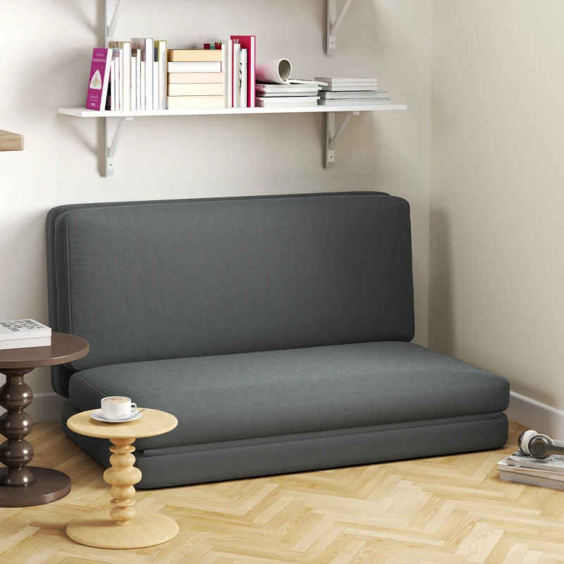 HOMCOM 3-in-1 faltbarer Relaxsessel, Gästematratze, teilbar, 138 cm breit, Dunkelgrau