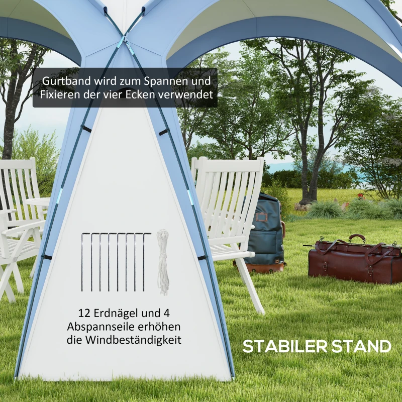 Outsunny Event Shelter 3,5 x 3,5m Paviljoen met Haak Deur Waterafstotend Winterbestendige Tuinpaviljoen Blauw