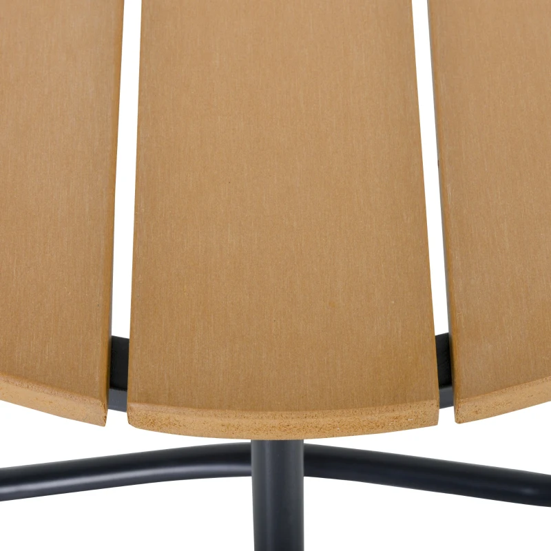 Outsunny Mesa Redonda de Jardín con Diseño de Listones y Patas Ajustables para Terraza Balcón y Jardín Ø49x48 cm Madera y Negro