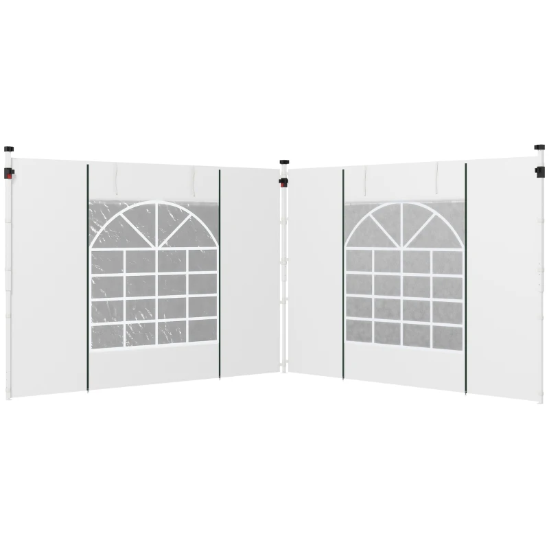 Outsunny Paviljoen Gordijnen, Set van 2, voor 3x6m of 3x3m Tuinpaviljoens, met Ramen en Deuren, Wit