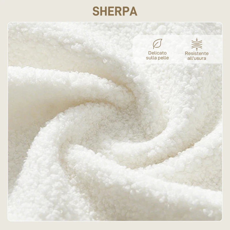 HOMCOM Poltrona per Salotto con Schienale Ergonomico in Tessuto Sherpa e Schiuma, 73x82x71 cm, Bianco Crema