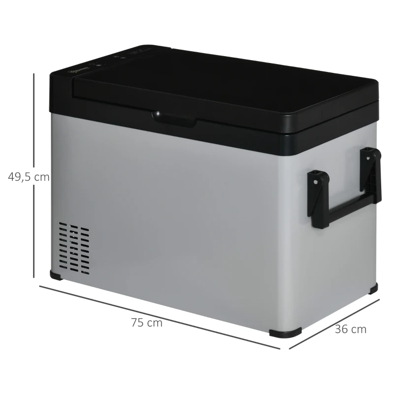 Outsunny Koelbox met stekker 50L LCD Display 2 Modi Compressor voor Auto Reizen en Boot Camper, Grijs en Zwart