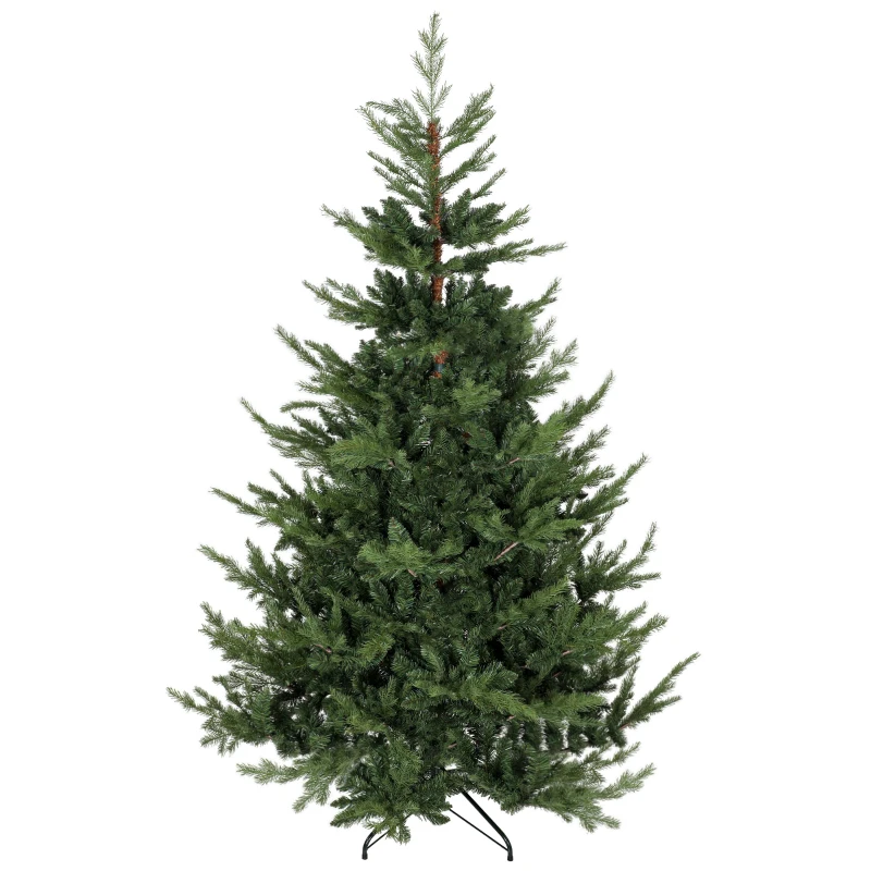 HOMCOM Weihnachtsbaum, Kunsttanne, realistisches Aussehen, schneller Aufbau, Kunststoff, Grün, 140 x 140 x 210cm