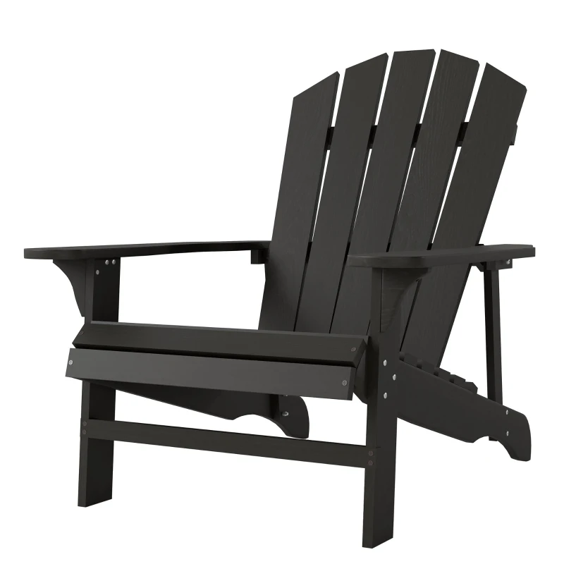 Outsunny Adirondack-stoel, weerbestendig, houten tuinstoel met hoge rugleuning en armleuningen