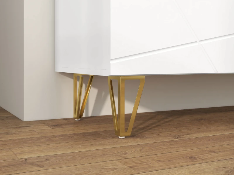 HOMCOM Modern Luxe High Gloss Sideboard, with Hairpin Legs - White