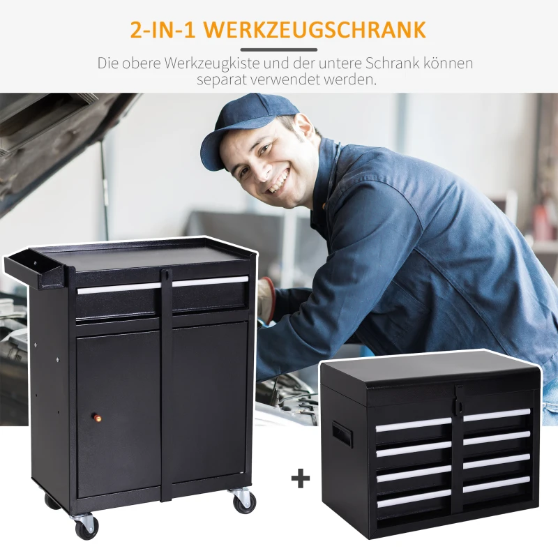 DURHAND Werkplaatswagen met 5 laden gereedschapskast gereedschapskist 360° draaibare wielen
