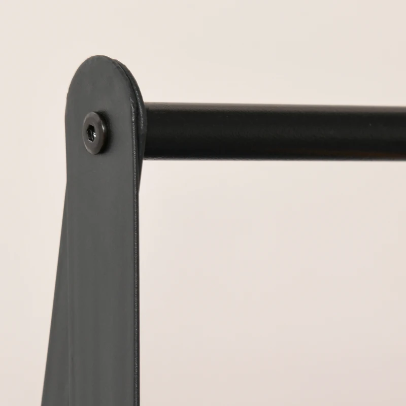 HOMCOM Suporte para Cabides com 2 Prateleiras de Armazenamento Barra para Pendurar e Estrutura de Aço 64x42,5x149 cm Preto