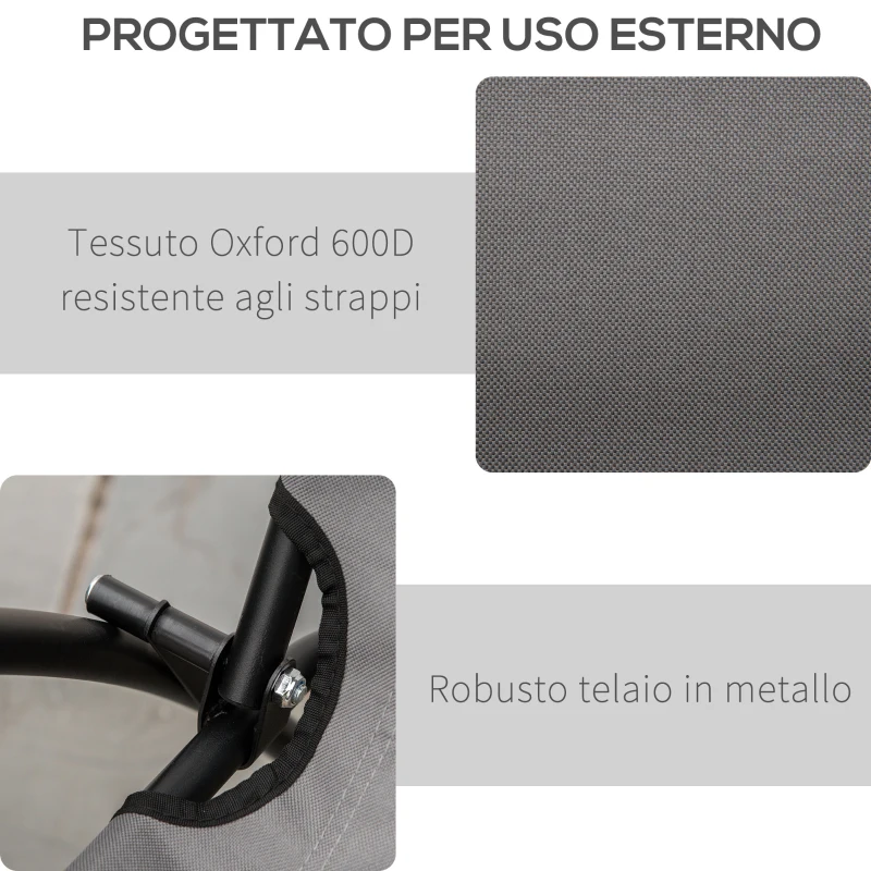 Outsunny Sedia da Campeggio Pieghevole e Reclinabile con Cuscino Rimovibile, in Metallo e Tessuto, Grigio