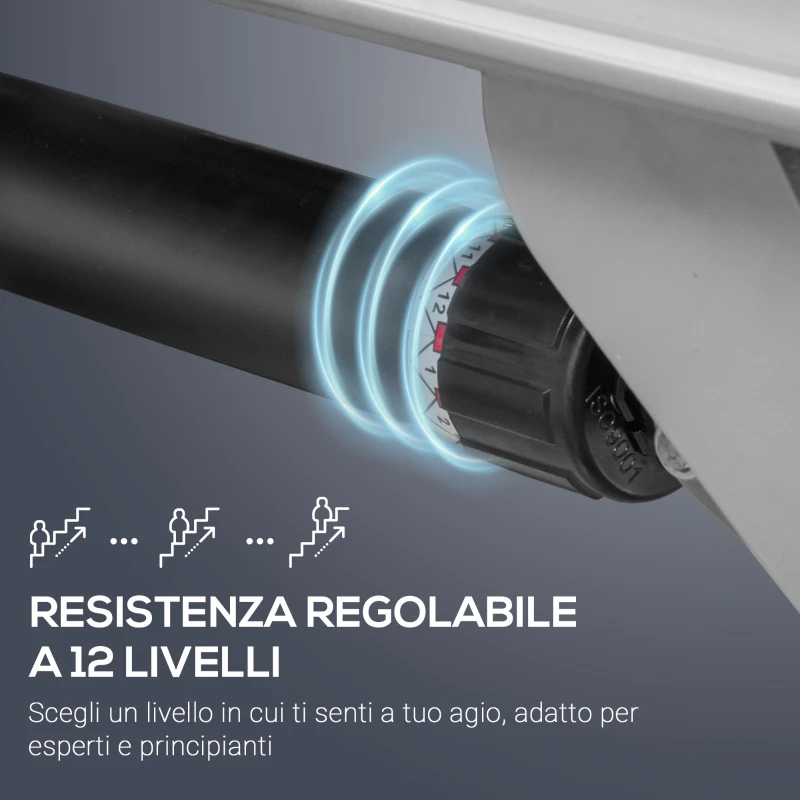 HOMCOM Vogatore a 12 Resistenze con Monitor Digitale e Struttura in Alluminio, Acciaio e ABS, 160x61x50 cm