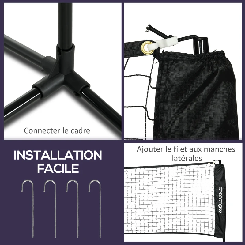SPORTNOW Ensemble set complet de badminton, pickleball et volleyball, 3 en 1, jeux sport extérieur avec filet hauteur réglable