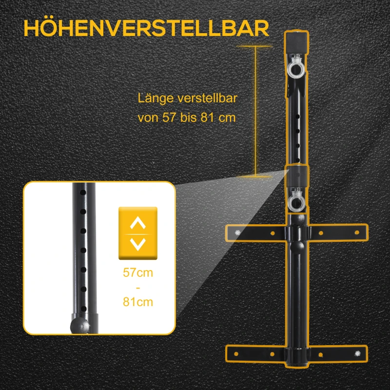 HOMCOM Boxsackhalterung Wandhalterung Boxsack Sandsack Halterung bis 100 kg Tragkraft 60-88cm höhenverstellbar Schwarz