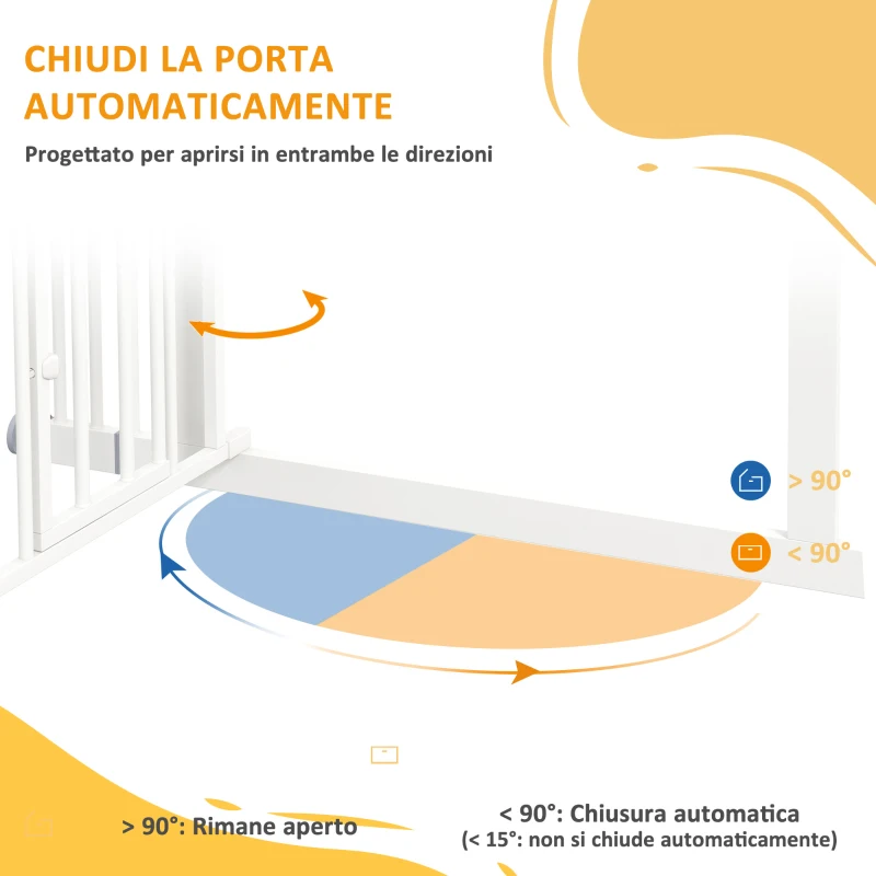 PawHut Cancellino per Cani Regolabile Alto con Porta Piccola e Chiusura Automatica, 74-101x104cm, Bianco