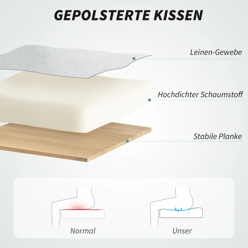 HOMCOM Rollsessel, Leinenoptik, höhenverstellbar, 160 Grad neigbar, Fußstütze, Cremeweiß(m-5)