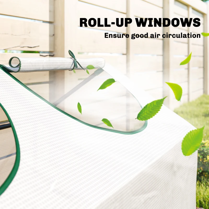 Outsunny Mini Greenhouse Portable Flower Planter Vegetable Grow House for Garden with Zipped Windows, 180 x 60 x 60 cm, White