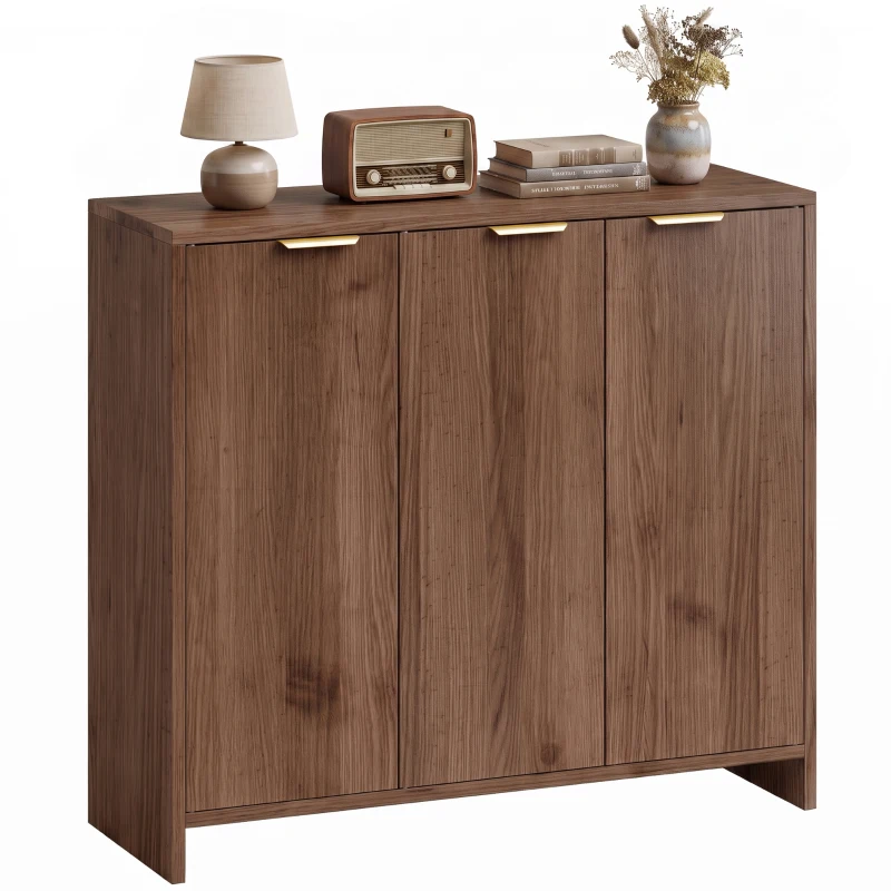HOMCOM Sideboard Cabinet, Modern Storage Cabinet with 3 Doors and Adjustable Shelves for Living Room, Dining Room, Brown