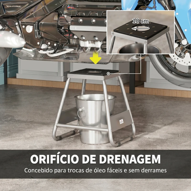 HOMCOM Suporte para Motocicleta Suporte Elevador de Motocross de Aço Carga 500 kg com Plataforma Antiderrapante 36x40x40,5 cm Cinza