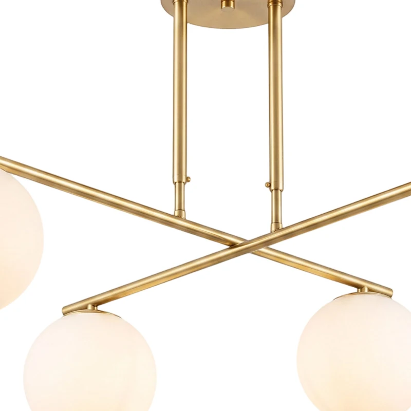 HOMCOM Moderne hanglamp met 4 bolkappen, in hoogte verstelbaar en 350° draaibaar, wit