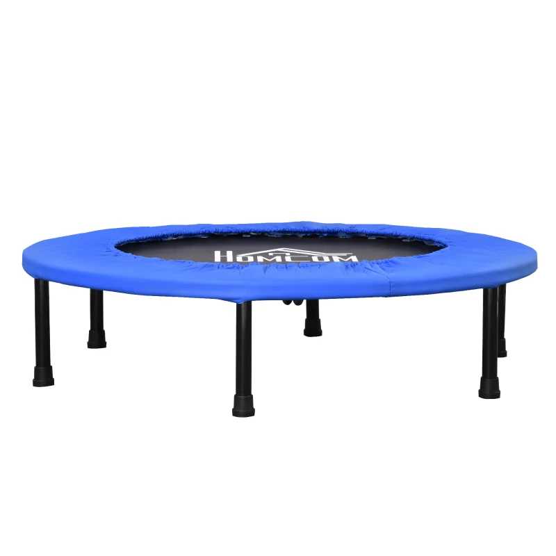 HOMCOM Fitness Trampoline Ø91 cm Mini Trampoline met Antislip Voeten 100kg Belastbaar Ø91 x 22,5H cm Zwart+Blauw