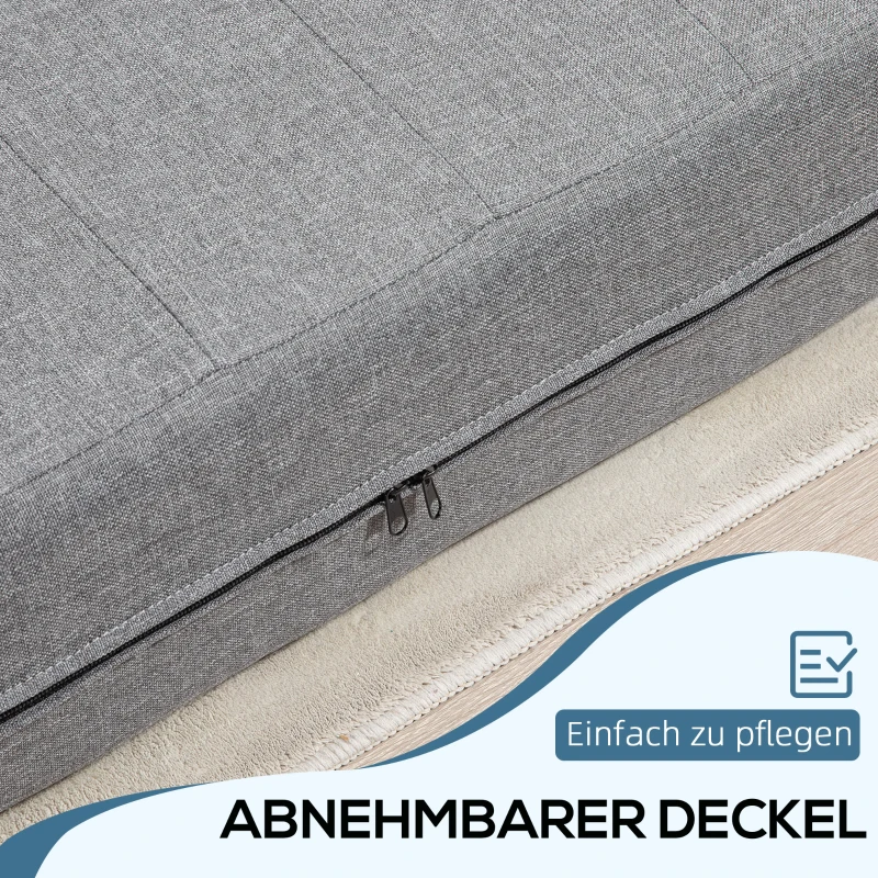 HOMCOM 2-in-1 Bodemsofa – Opklapbaar Slaapbankje voor 2 Personen, Met Linnenlook, Comfortabel en Stevig tot 250 kg, Voor Woonkamer of Slaapkamer, Grijs(m-6)