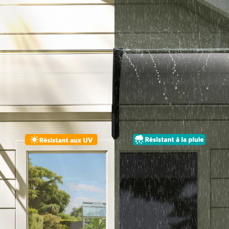 Outsunny Auvent de porte d'entrée, toit marquise de porte exterieur en polycarbonate et profil aluminium résistante toit abri protection contre la pluie et UV pour terrasse, balcon, 195x75cm, transp.