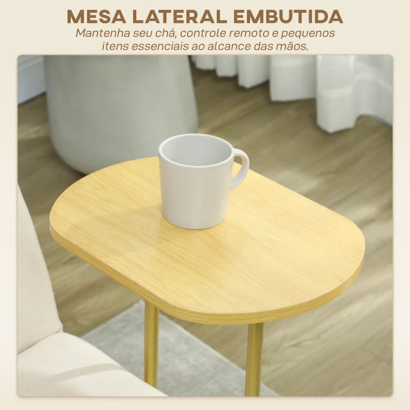 HOMCOM Sofá Cama de 3 Lugares com Mesa Auxiliar 3 em 1 com Encosto Ajustável Abertura Click-Clack 196x86x81 cm Bege