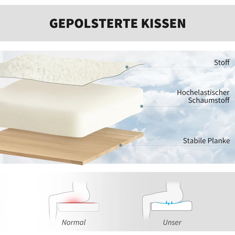 HOMCOM Draaibare Bureaustoel met Wielen, Bureaustoel, Fleece-Stof, Schuim, Verstelbaar, Thuiswerk, Crème(m-4)