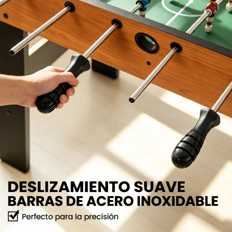 HOMCOM Futbolín con 22 Jugadores Juego de Mesa de Fútbol para Niños y Adultos con 2 Marcadores 98x42x62,5 cm Natural y Negro