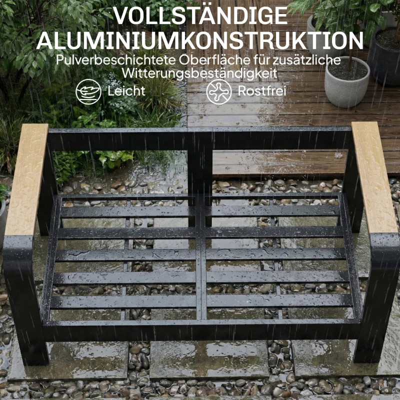 Outsunny Tuinmeubelset aluminium zitgroep voor 4 personen waterafstotend extra diep met 2-zitsbank, 2 fauteuils en bijzettafel