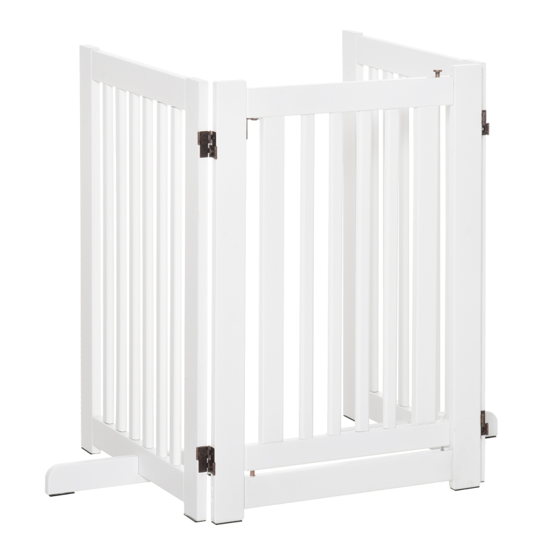 PawHut Cancellino per Cani Pieghevole a 3 Pannelli, Porta Centrale con Blocco, Struttura in MDF, 155x76cm Bianco
