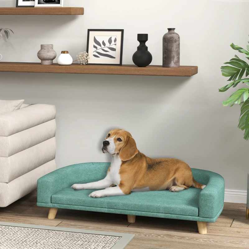 PawHut Hondenbed Hondensofa Huisdiersofa, Eucalyptushout, 98 x 67 x 25 cm, Groen