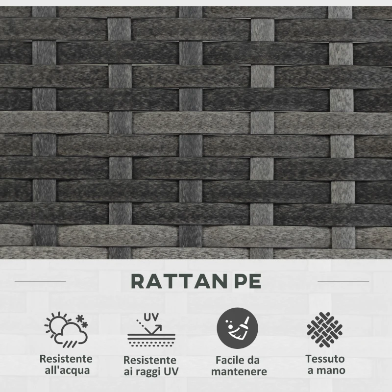 Outsunny Fioriera con Grigliato per Rampicanti con 3 Vasi in Acciaio e Rattan PE, 84x30x107cm, Grigio