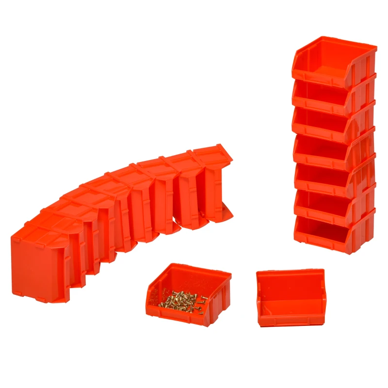 DURHAND Schappenrek, Opbergsysteem voor Werkplaats, 30 Dozen in 2 Maten, Stapelbaar, 63x18x37,5cm, Rood