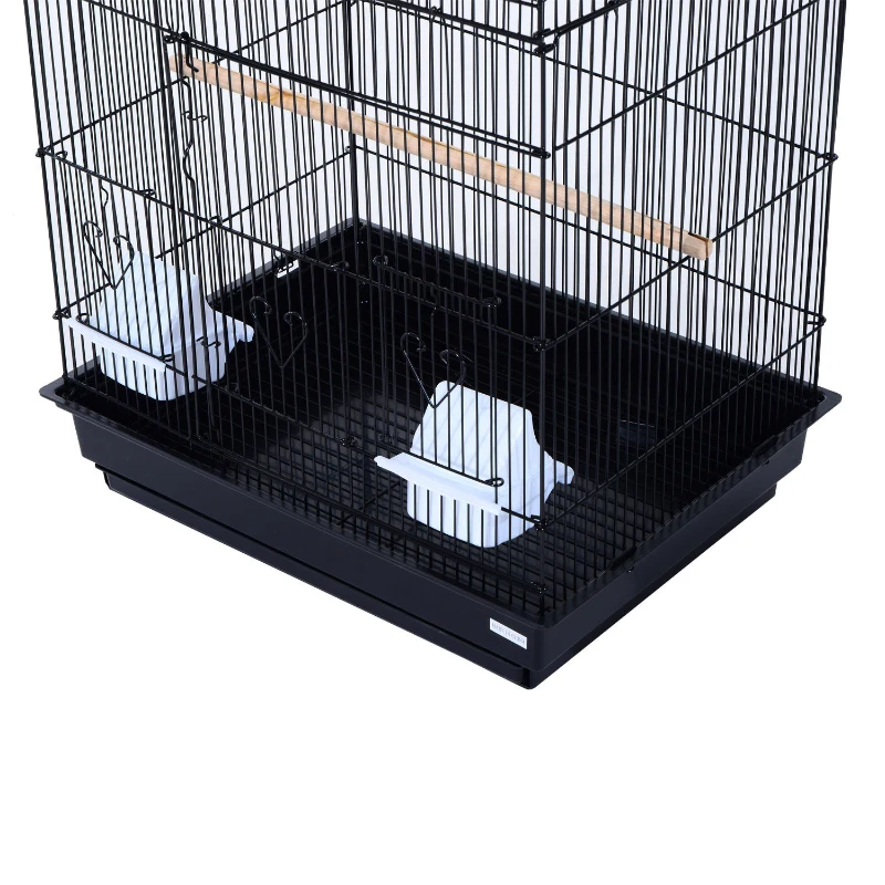 HOMCOM Cage à oiseaux avec mangeoires perchoirs 48 x 36 x 91 cm noir