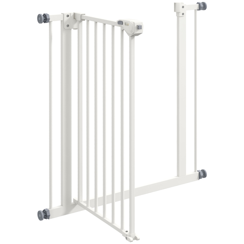 PawHut Huisdieren Veiligheidshekje, Afscheiding, Beschermhek voor Huisdieren, Metaal, Kunststof, 74-80 cm, Wit