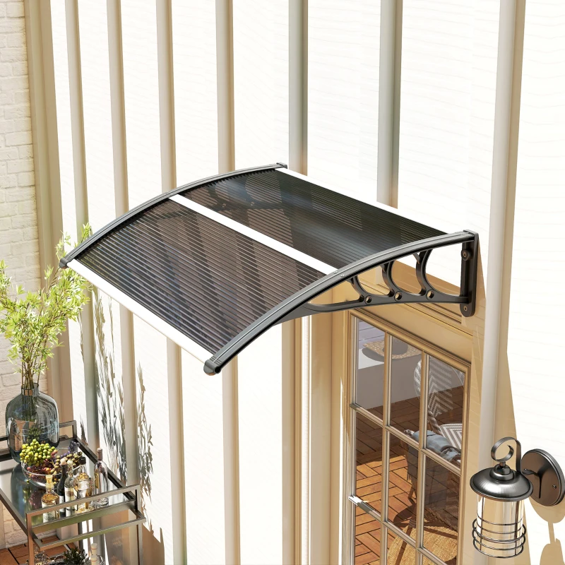 Outsunny Voordak, voordeuroverkapping, overkapping voor ingangen en ramen, 100L x 75B x 23H cm, Zwart