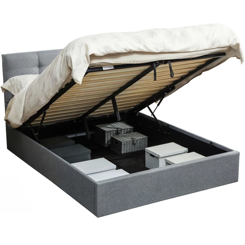 HOMCOM 5ft King Ottoman Bed with Gas Lift Storage - Grey