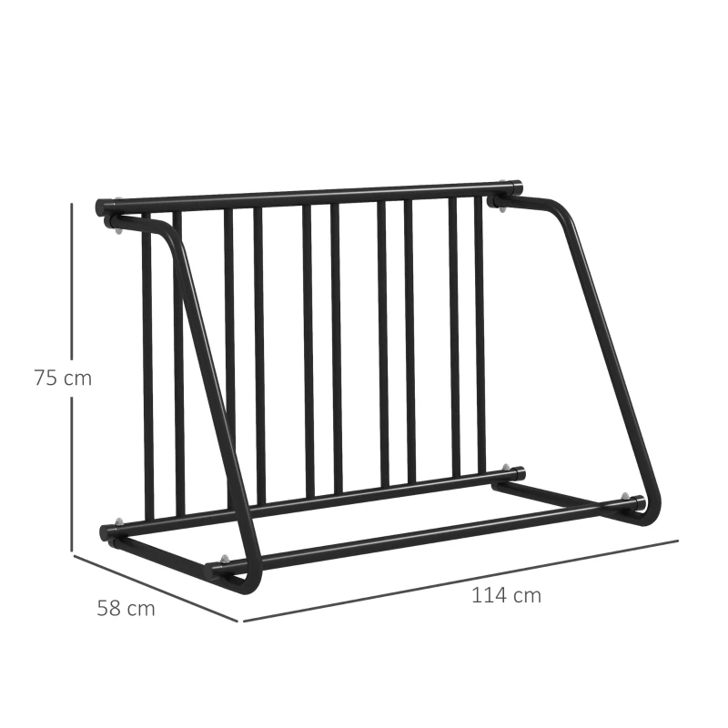 DURHAND Fietsenrek voor 3 fietsen, weerbestendig, extra bevestiging, 114 x 58 x 75 cm, Zwart