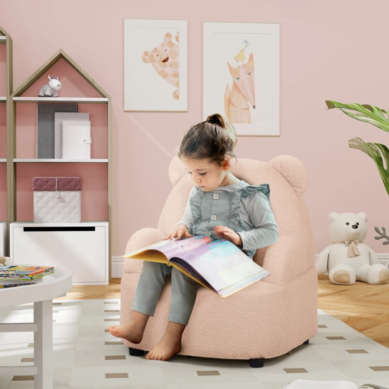 AIYAPLAY Kids Armchair, Bear Shaped Toddler Chair for Bedroom Playroom Living Room, Aged 18 Months to 3 Years - Pink