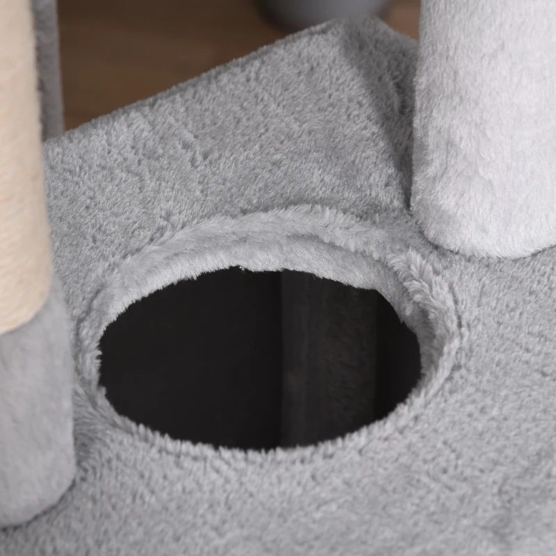 PawHut Albero Tiragraffi a Colonna da 165cm con Graffiatoio e Trespoli per Gattini e Gatti Adulti di Max. 4.5kg, Grigio, 60x50x165cm