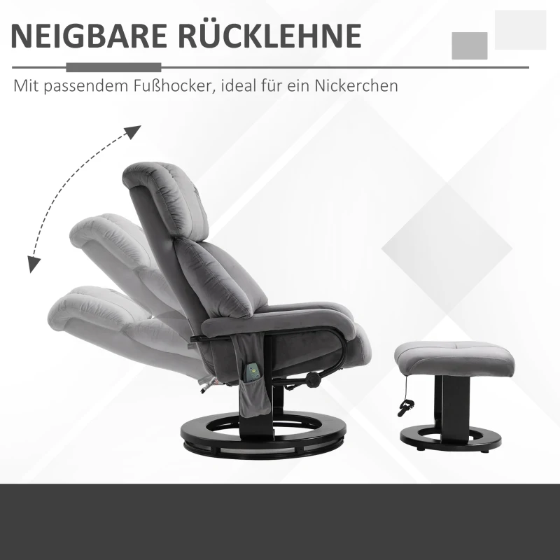 HOMCOM relaxfauteuil met massagefunctie TV fauteuil 76 cm x 80 cm x 102 cm(m-6)