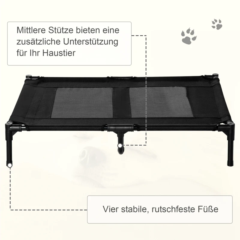 PawHut Hondenbed, Outdoor Hondenbed, inklapbaar, ademend, Zwart
