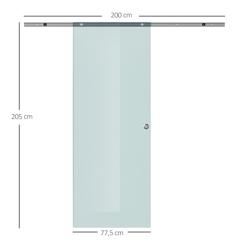 HOMCOM Glasschiebetür Schiebetür Glastür Zimmertür Mattglas 775 x 2050 mm