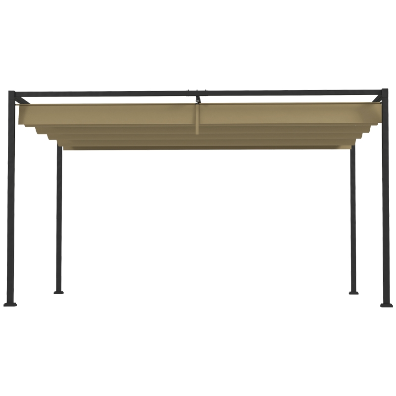 Outsunny Pergola, robuuste zonwering voor tuin, balkon, terras, van metaal en kunststof, UV- en waterafstotend, Khaki