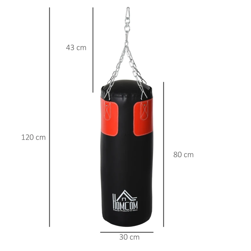 HOMCOM Bokszak trainingsdummy bokstraining boksen met bokshandschoenen zwart Ø 30 x 120 cm