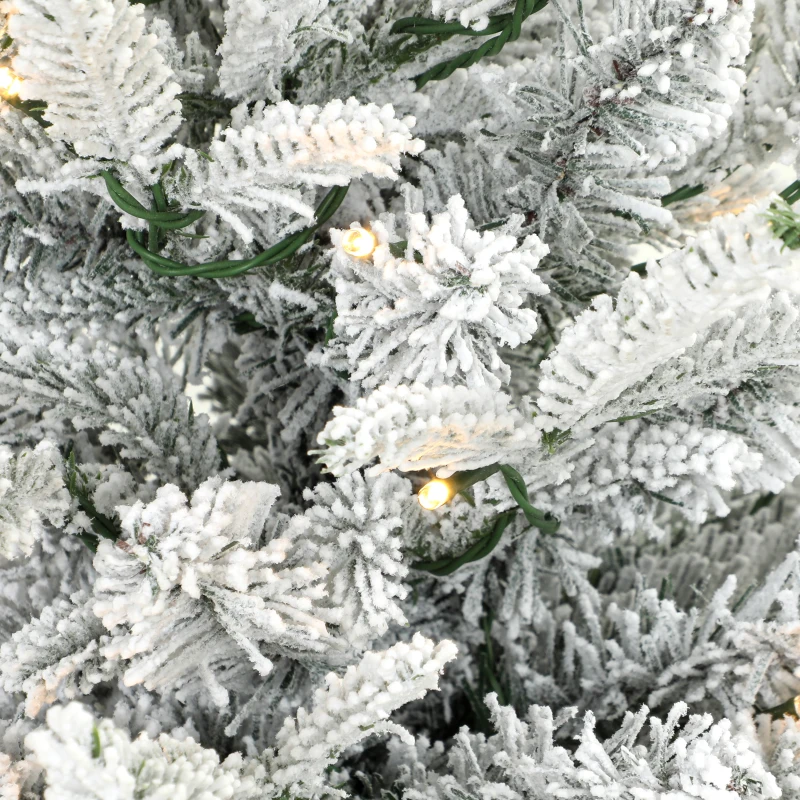 HOMCOM Tafelkerstboom 90 cm, voorverlicht, besneeuwd, kunstmatig, 70 warmwitte leds, 488 takpunten, groen
