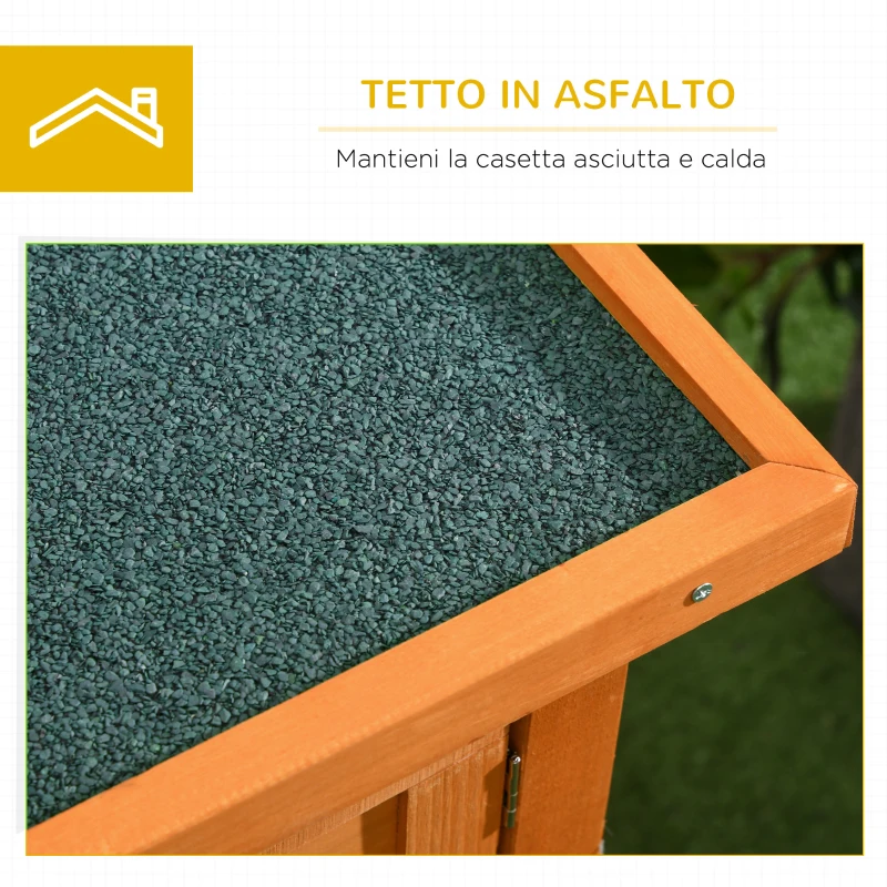 PawHut Gabbia per Coniglio in Legno di Abete, Conigliera da Esterno con Tetto Idrorepellente, Casetta Animali da Compagnia, Gabbia da Esterno, 90 x 45 x 65cm