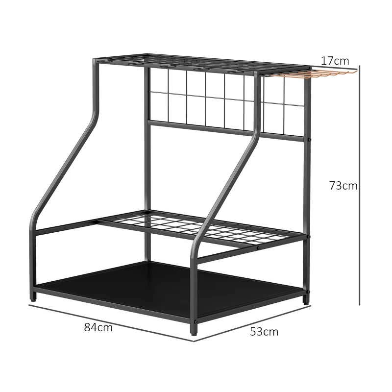 Outsunny Gereedschapsrek voor Tuin - 3-laags Plank voor Gereedschap, Tuin Gereedschapsorganisator, Metaal, Oranje